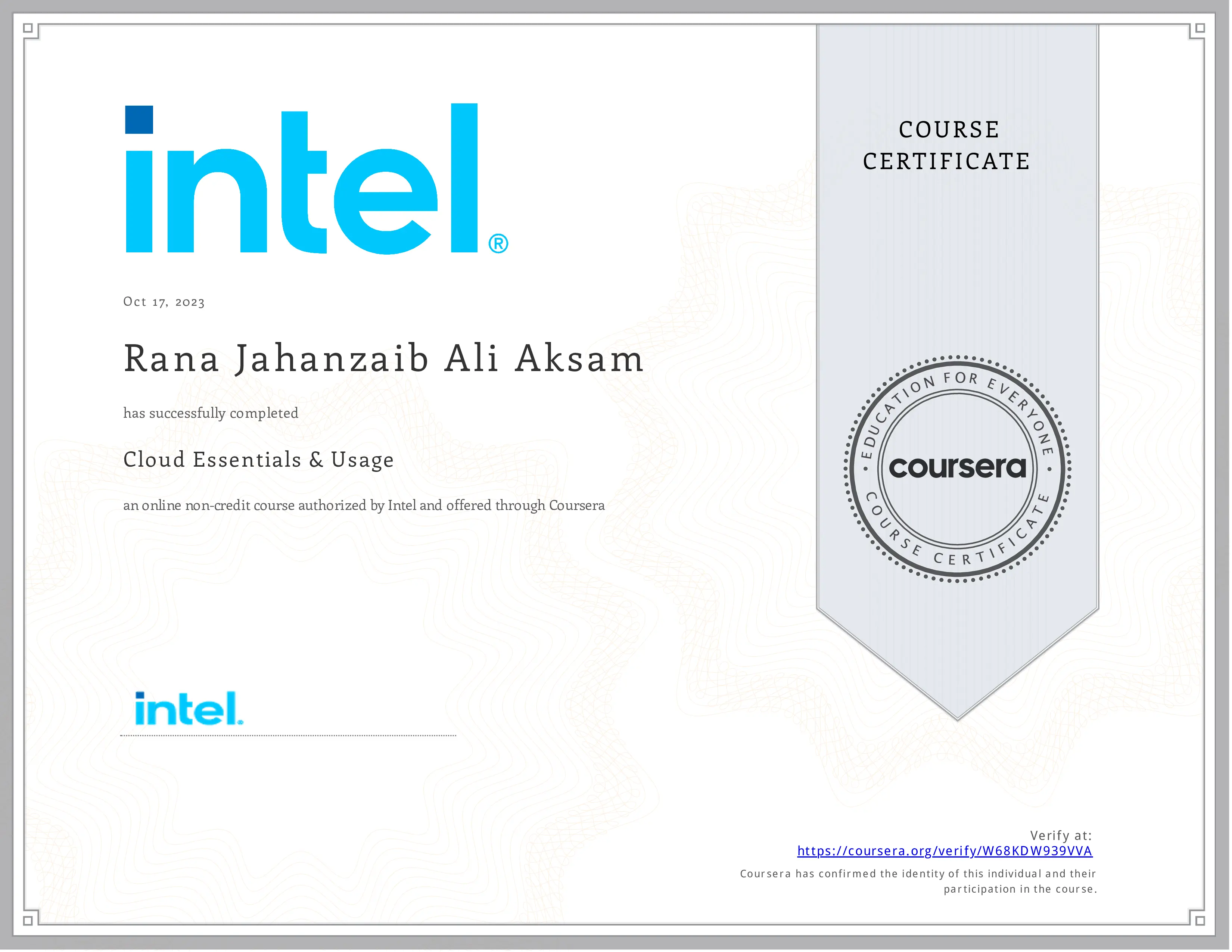 W68KDW939VVA Certificate